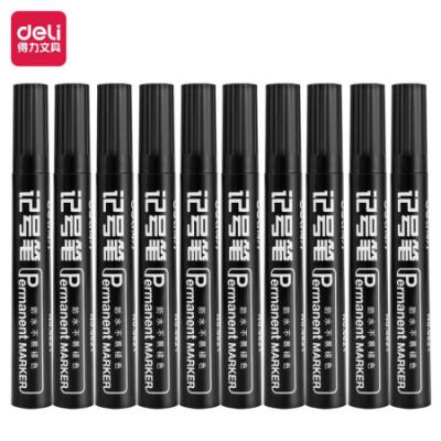 得力(deli)油性粗头记号笔物流黑色大头笔 签名笔马克笔10支/盒6821