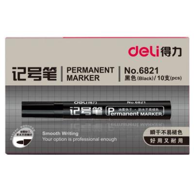 得力(deli)油性粗头记号笔物流黑色大头笔 签名笔马克笔10支/盒6821