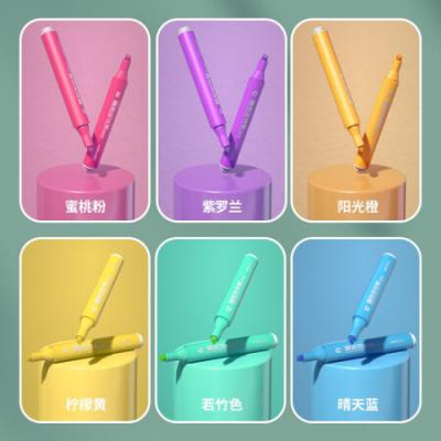 得力(deli)6色荧光笔考试复习重点标记笔 手帐可用水性记号笔6支/盒33111