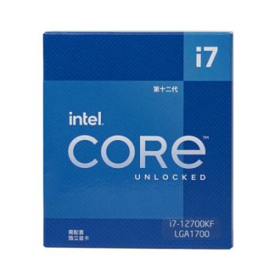 12代英特尔酷睿 Intel i7-12700KF 台式机CPU处理器 12核20线程 单核睿频至高可达5.0Ghz 25M三级缓存