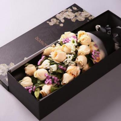 19朵香槟玫瑰花束礼盒 同城鲜花配送