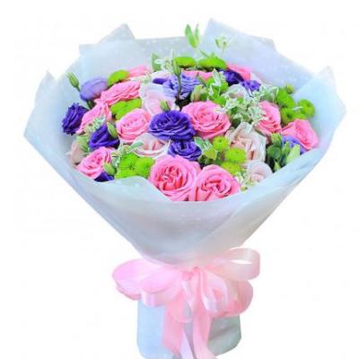 14朵戴安娜玫瑰+19朵香槟玫瑰花束 同城鲜花配送