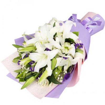 6朵香水白百合花束 同城鲜花配送