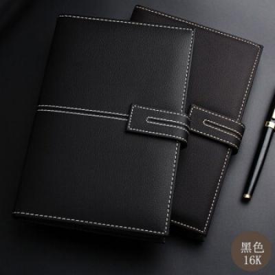 得力(deli)16K120张荔枝纹磁扣皮面本办公用品 商务记事本工作笔记本子文具 黑色3344