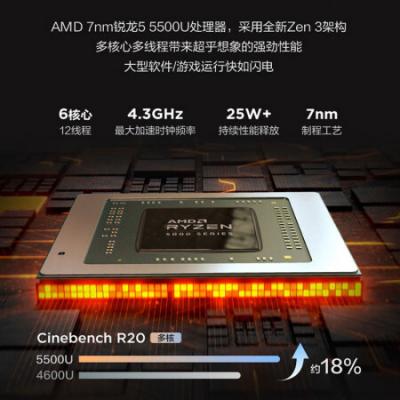 联想小新一体机 27英寸商务办公家用学习网课台式机电脑(R5-5500U/16G/512G/全面屏)