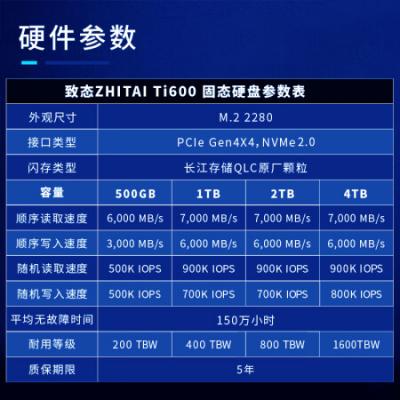 致态（ZhiTai）长江存储 1TB SSD固态硬盘 NVMe M.2接口 Ti600系列 (PCIe 4.0 产品)